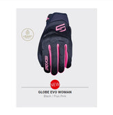 FIVE GLOVES GLOBE BLACK PINK LADIES