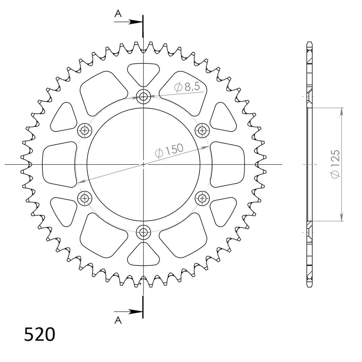 SUPERSPROX ALUMINUM REAR SPROCKET RAL-990:50-ORG